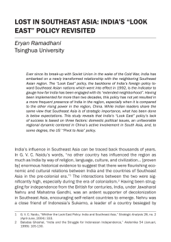 lost in southeast asia: india`s &ldquo;look east&rdquo; policy revisited