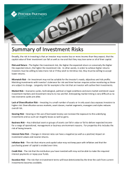 Summary of Investment Risks