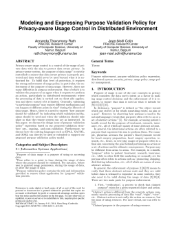 Modeling and Expressing Purpose Validation Policy for Privacy