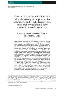 Creating sustainable relationships using the strengths, opportunities