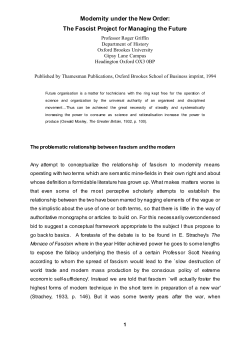 Modernity under the New Order: The Fascist Project for Managing