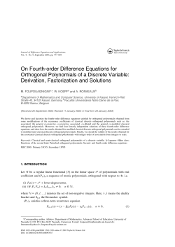 On Fourth-order Difference Equations for Orthogonal Polynomials of