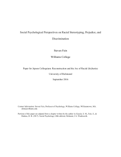 Social Psychological Perspectives on Racial Stereotyping, Prejudice