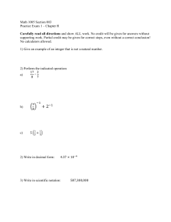 Math 1005 Section 003 Practice Exam 1 &ndash; Chapter R Carefully read