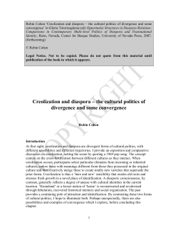 Creolization and diaspora -the cultural politics of divergence and