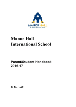 Student Handbook 2016-2017 - Manor Hall International School