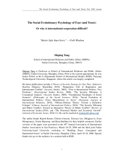The Social Evolutionary Psychology of Fear (and Trust):