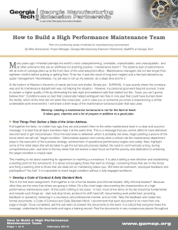 How to Build a High Performance Maintenance Team
