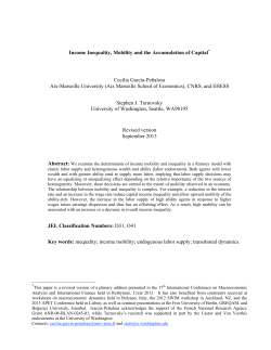 Income Inequality, Mobility and the Accumulation of Capital Cecilia