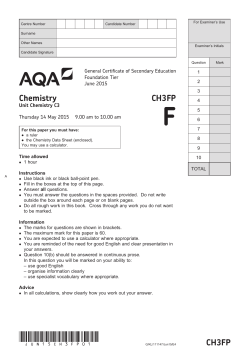 GCSE Chemistry Question paper Unit 03 - Chemistry June 2015