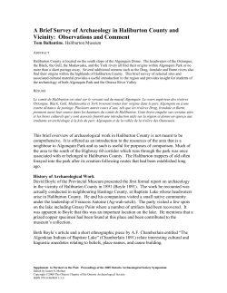 a brief survey of archaeology in haliburton county and vicinity