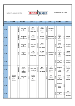 Time Court 1 Court 2 Court 3 Court 4 Court 5