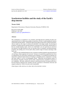 Synchrotron facilities and the study of the Earth`s deep interior
