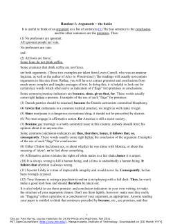 24.09f11 Handout 1: Arguments - The Basics