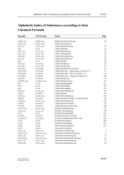 Alphabetic Index of Substances according to their Chemical Formula