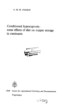 Conditioned hypocuprosis : some effects of diet on copper storage in