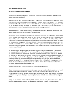 Four Freedoms Awards 2016 Acceptance Speech Mazen Darwish