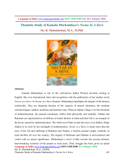 Thematic Study of Kamala Markandaya`s Nectar In A Sieve