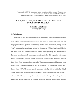 RACE, RACIALISM, AND THE STUDY OF LANGUAGE EVOLUTION