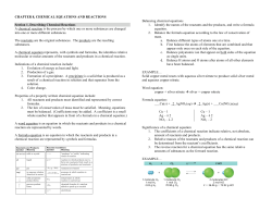 CHAPTER 8, CHEMICAL EQUATIONS AND REACTIONS Section 1