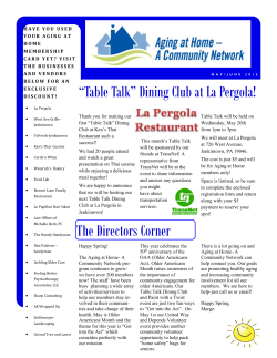 May June 2015 Newsletter - Aging at Home &ndash; A Community Network