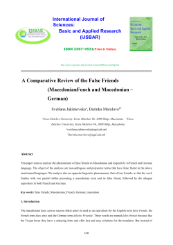A Comparative Review of the False Friends (MacedonianFench and