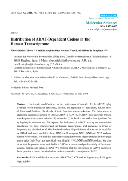Distribution of ADAT-Dependent Codons in the Human Transcriptome