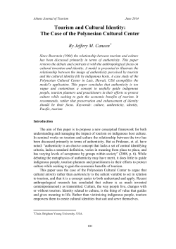 Tourism and Cultural Identity: The Case of the Polynesian Cultural