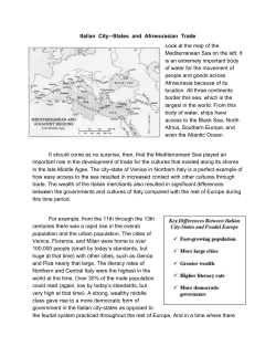 Italian City--States and Afroeurasian Trade Look at the map of the