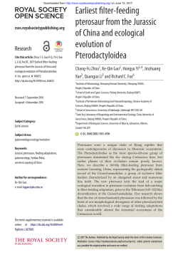 Earliest filter-feeding pterosaur from the Jurassic of China and