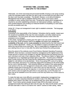 STARTING TIME, LEAVING TIME, AND DPS TO THE STREET