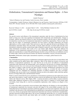 Globalization, Transnational Corporations and Human Rights &ndash; A