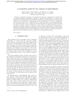 A mechanistic model for the evolution of multicellularity