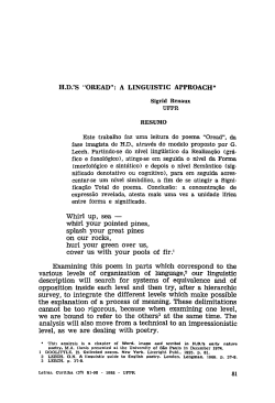 H.D.`S "OREAD": A LINGUISTIC APPROACH* Whirl up, sea &mdash; whirl