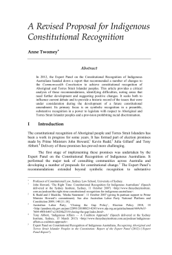 A Revised Proposal for Indigenous Constitutional Recognition