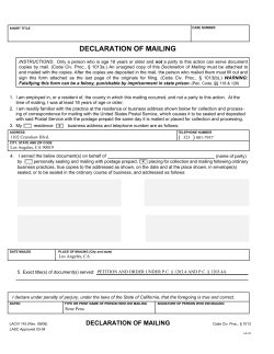 DECLARATION OF MAILING