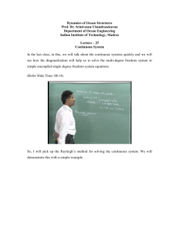 Dynamics of Ocean Structures Prof. Dr. Srinivasan
