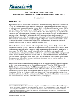 INTRODUCTION Hydroelectric project owners and Licensees have