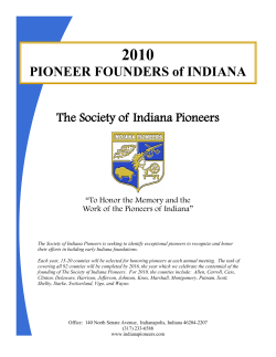 2010 - Indiana Pioneers - The Society of Indiana Pioneers
