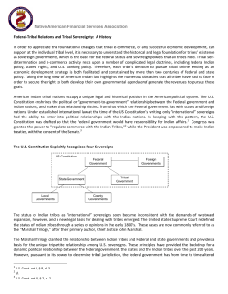 Federal Tribal Relations and Tribal Sovereignty
