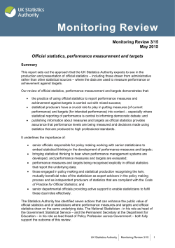Official statistics, performance measurement and targets