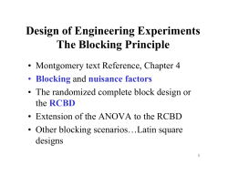 Design of Engineering Experiments The Blocking Principle