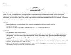 Fractions Teacher`s Guide for Measuring Caterpillars Formative