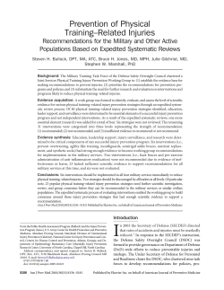 Prevention of Physical Training&ndash;Related Injuries