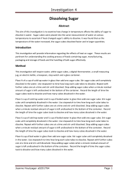 Dissolving Sugar - ScienceAssessmentTask1