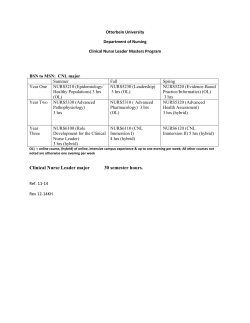 Clinical Nurse Leader major 30 semester hours.