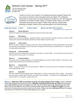 School`s Out Camps &ndash; Spring 2017