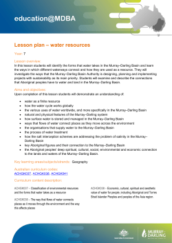 Lesson plan &ndash; Water resources - Murray