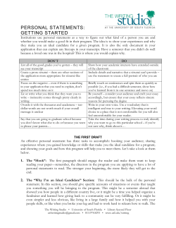personal statements: getting started - USF Libraries