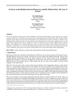 An Essay on the Relation between Democracy and the Modern State